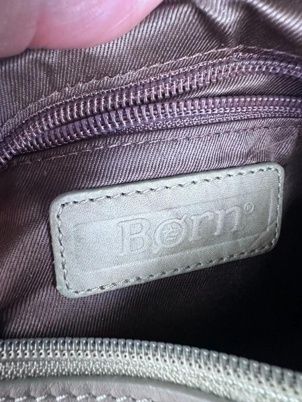 Børn Tan Genuine Leather Woven Crossbody Bag Multi Pocket